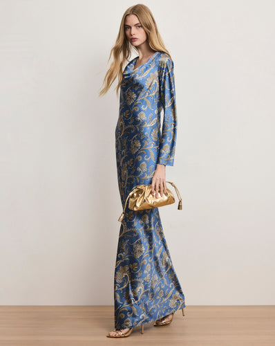 Veronica Beard Ember Silk-Blend Maxi Dress - Blue Coast Multi