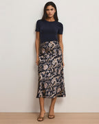 Veronica Beard Clover Paisley Midi Skirt - Black Multi