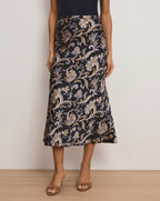 Veronica Beard Clover Paisley Midi Skirt - Black Multi
