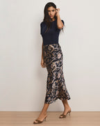 Veronica Beard Clover Paisley Midi Skirt - Black Multi