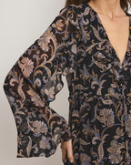 Veronica Beard Akara Silk Maxi Dress - Black Multi