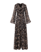 Veronica Beard Akara Silk Maxi Dress - Black Multi