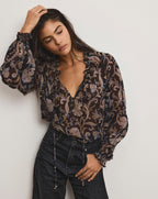 Veronica Beard Hickory Paisley Blouse - Black Multi