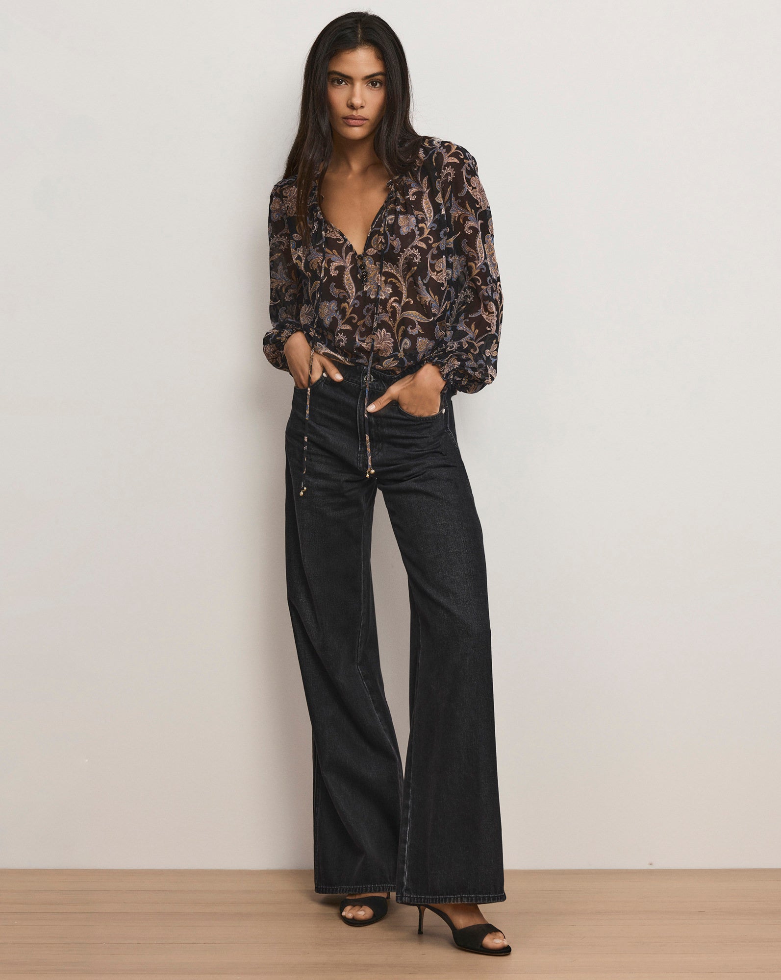 Veronica Beard Hickory Paisley Blouse - Black Multi