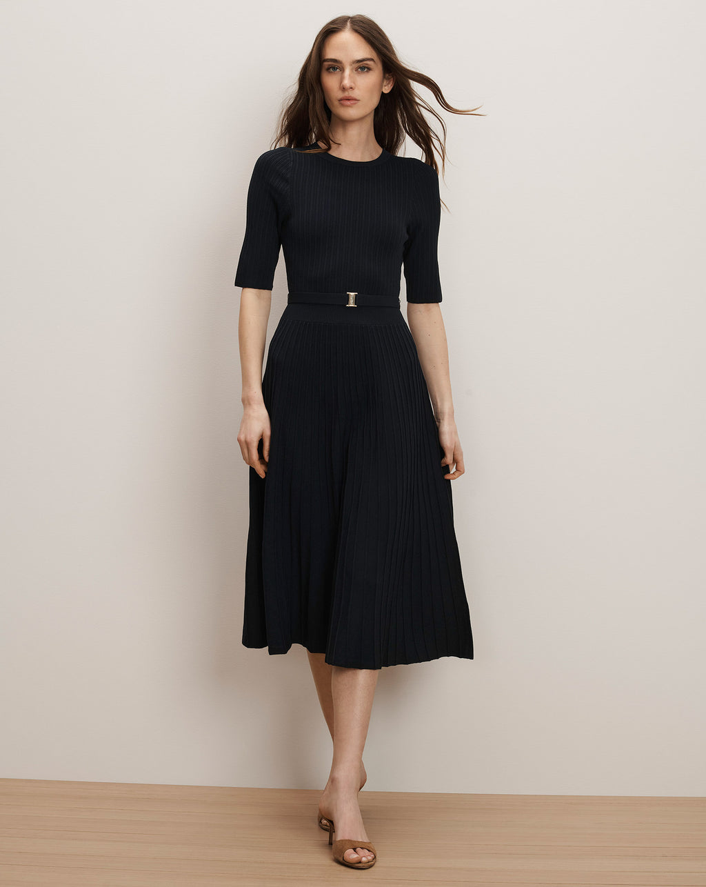 Veronica Beard Elthea Belted Midi Dress - Navy