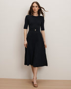 Veronica Beard Elthea Belted Midi Dress - Navy