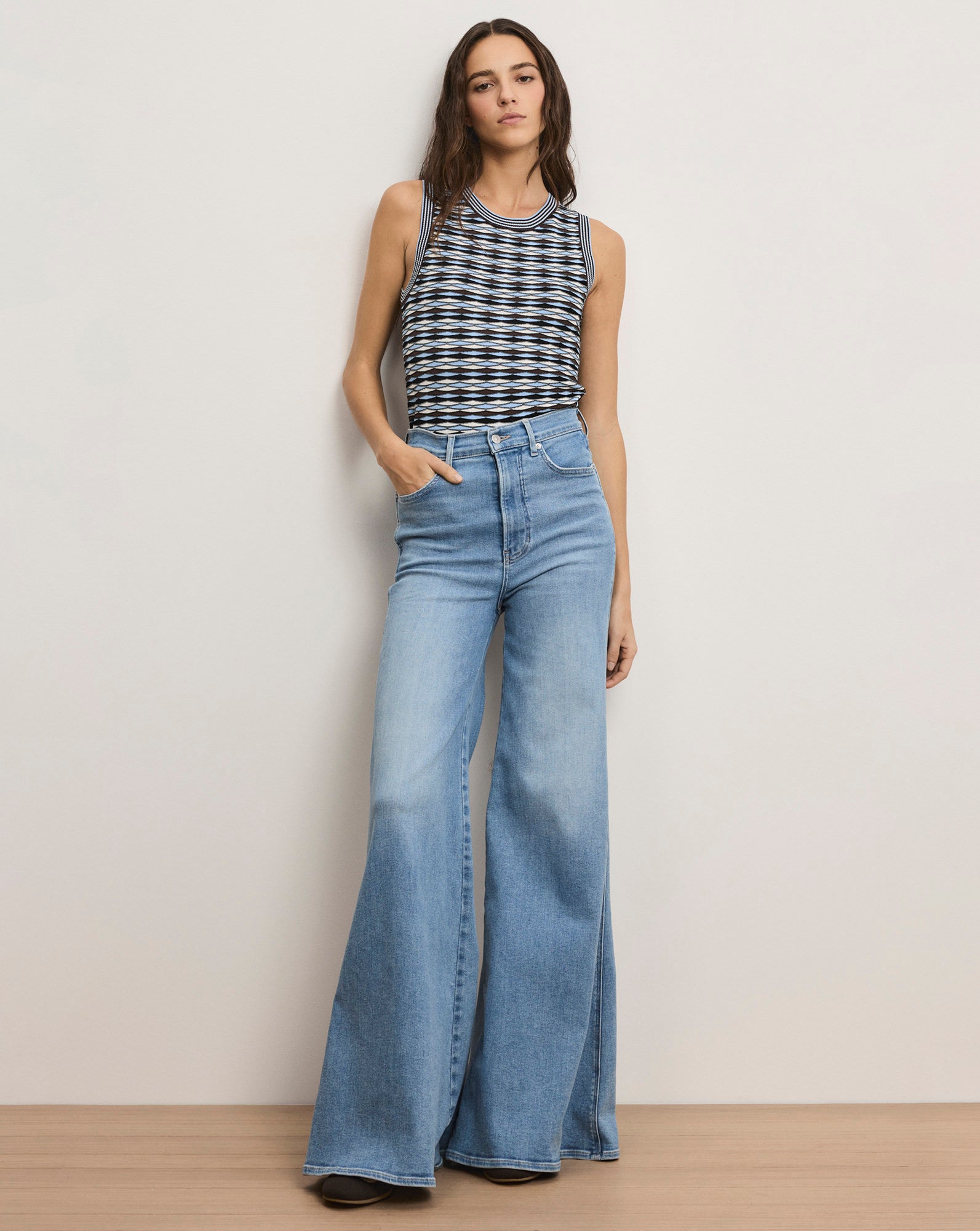 Veronica Beard Jerrel Knit Tank Top - Blue Jay Multi