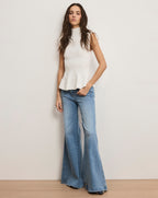 Veronica Beard Seraphine Knit Peplum Top - Off-White