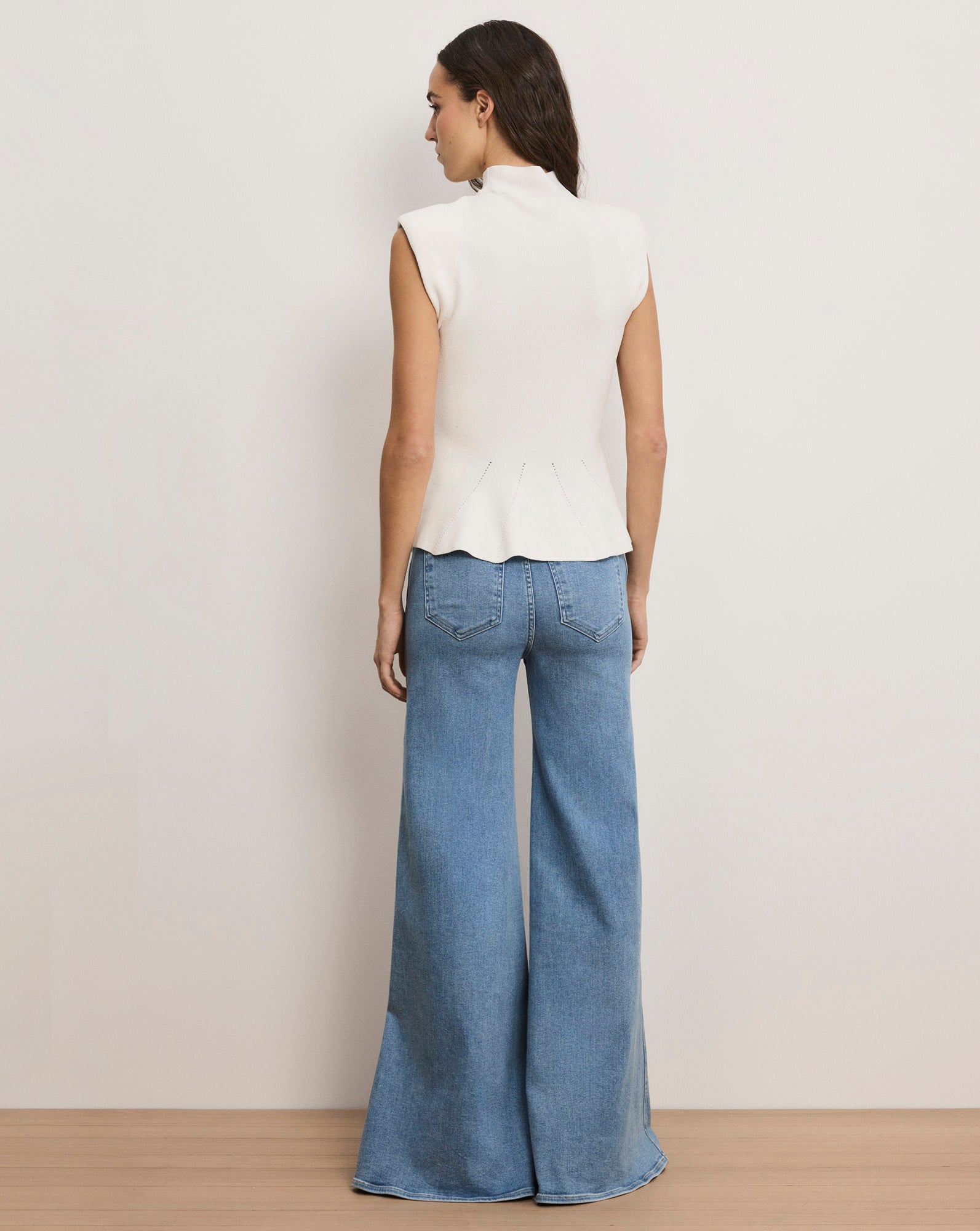 Veronica Beard Seraphine Knit Peplum Top - Off-White