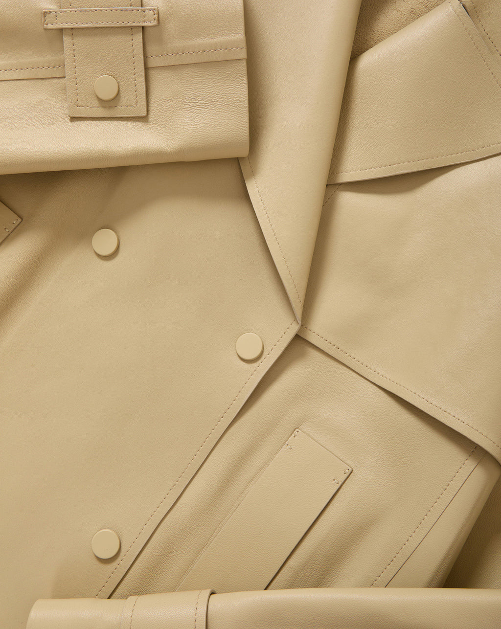 Veronica Beard Heathcliff Cropped Leather Trench Coat - Stone Khaki