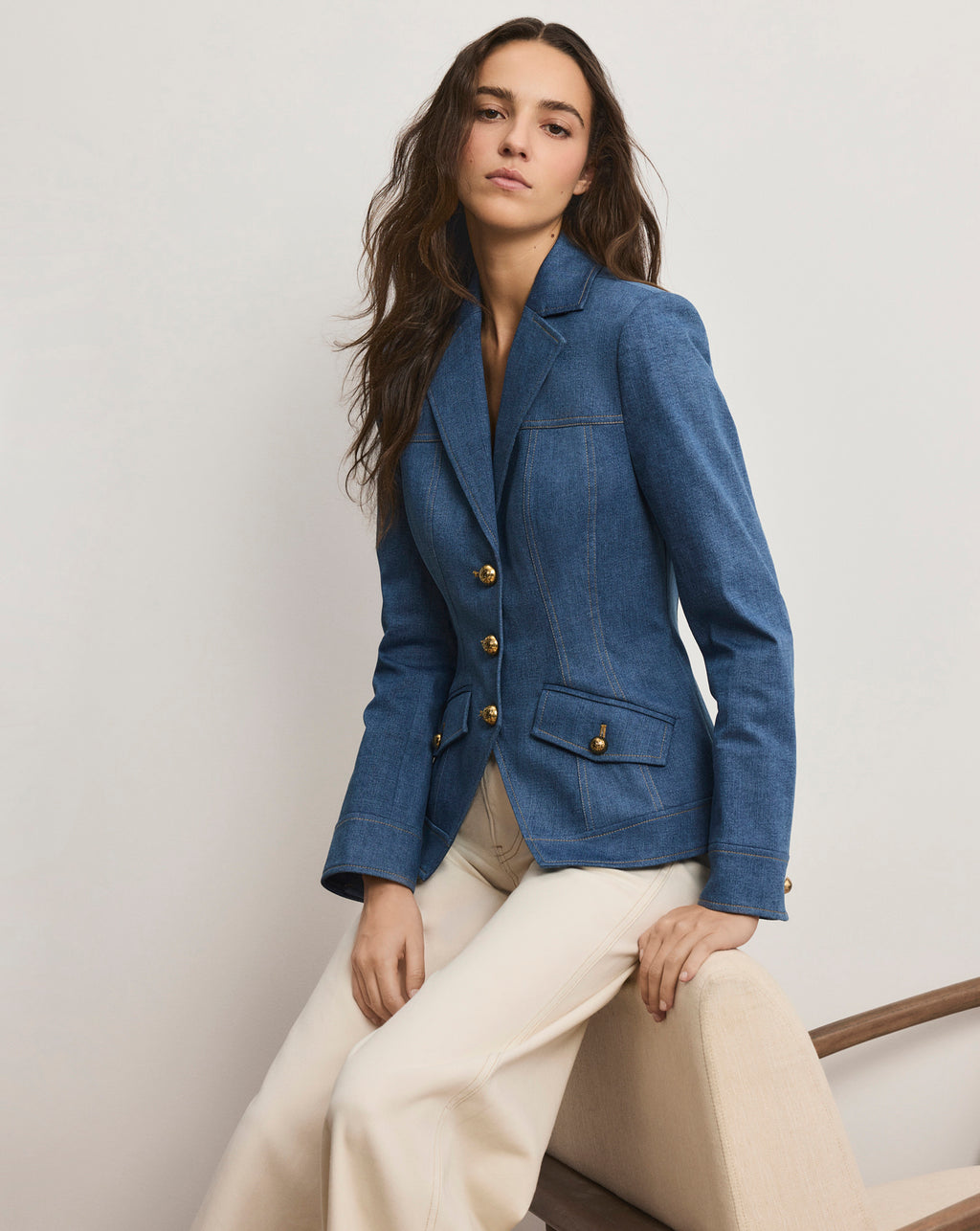 Veronica Beard Randy Denim Dickey Jacket - Cosmo