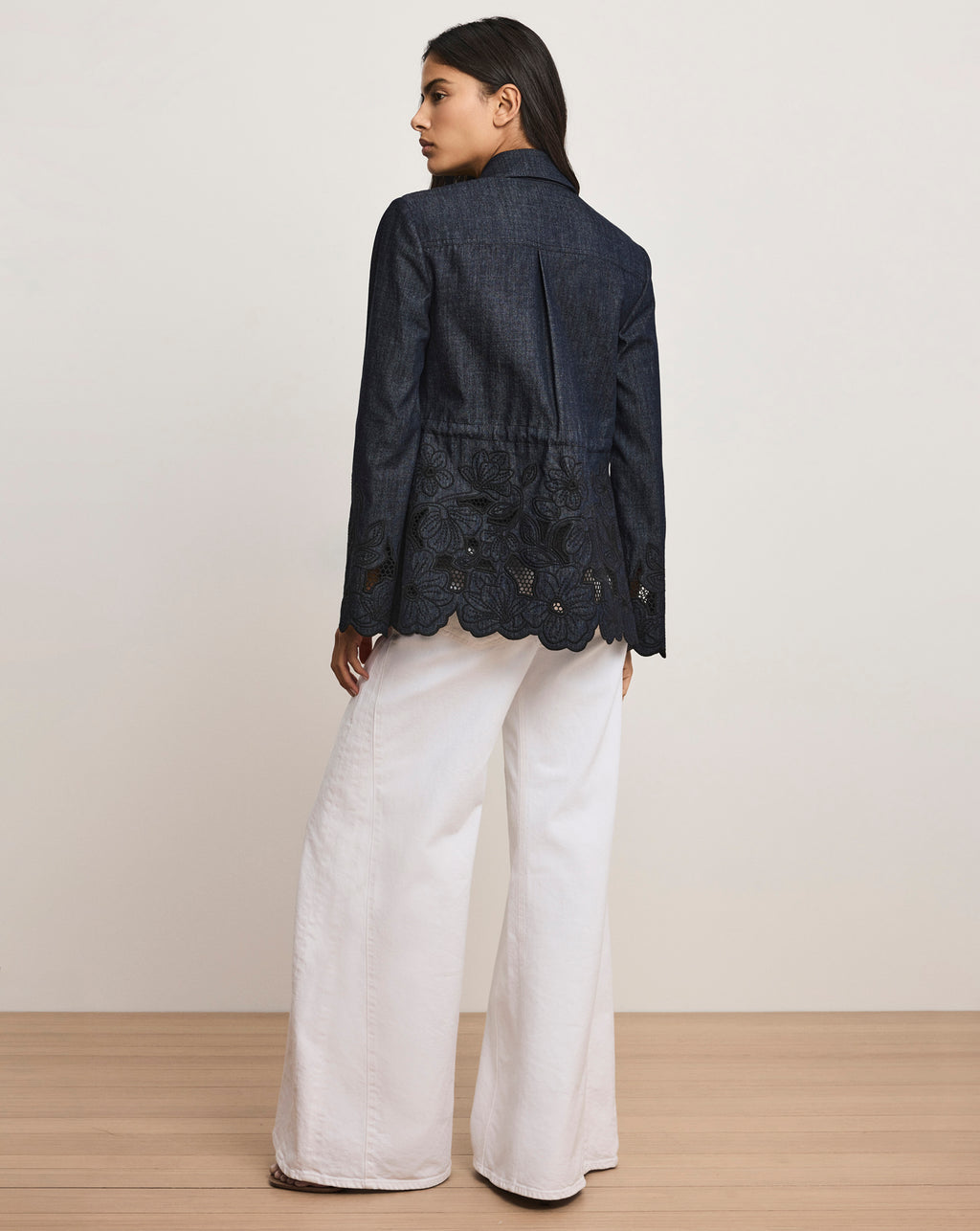 Veronica Beard Kiki Eyelet Jacket - Indigo Rinse