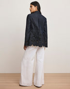 Veronica Beard Kiki Eyelet Jacket - Indigo Rinse