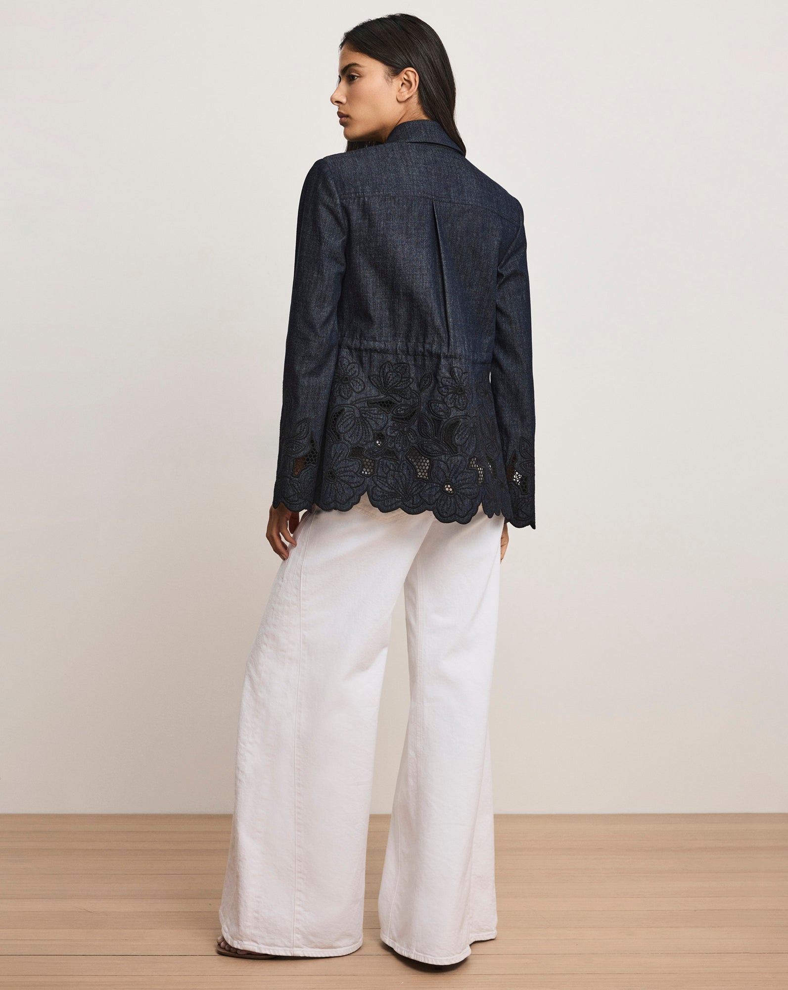 Veronica Beard Kiki Eyelet Jacket - Indigo Rinse