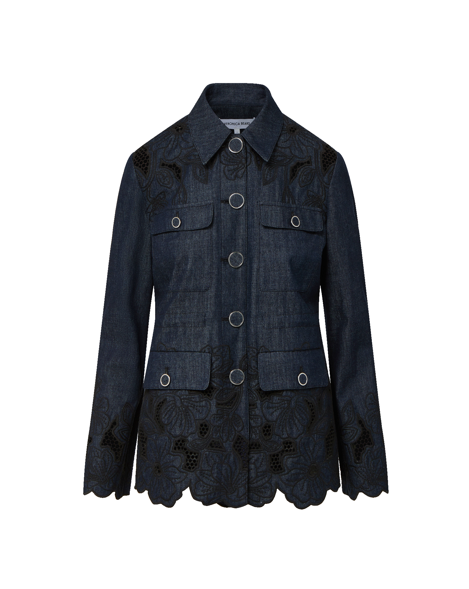 Veronica Beard Kiki Eyelet Jacket - Indigo Rinse