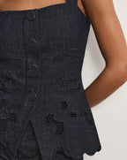 Veronica Beard Mirielle Eyelet Tank Top - Indigo Rinse