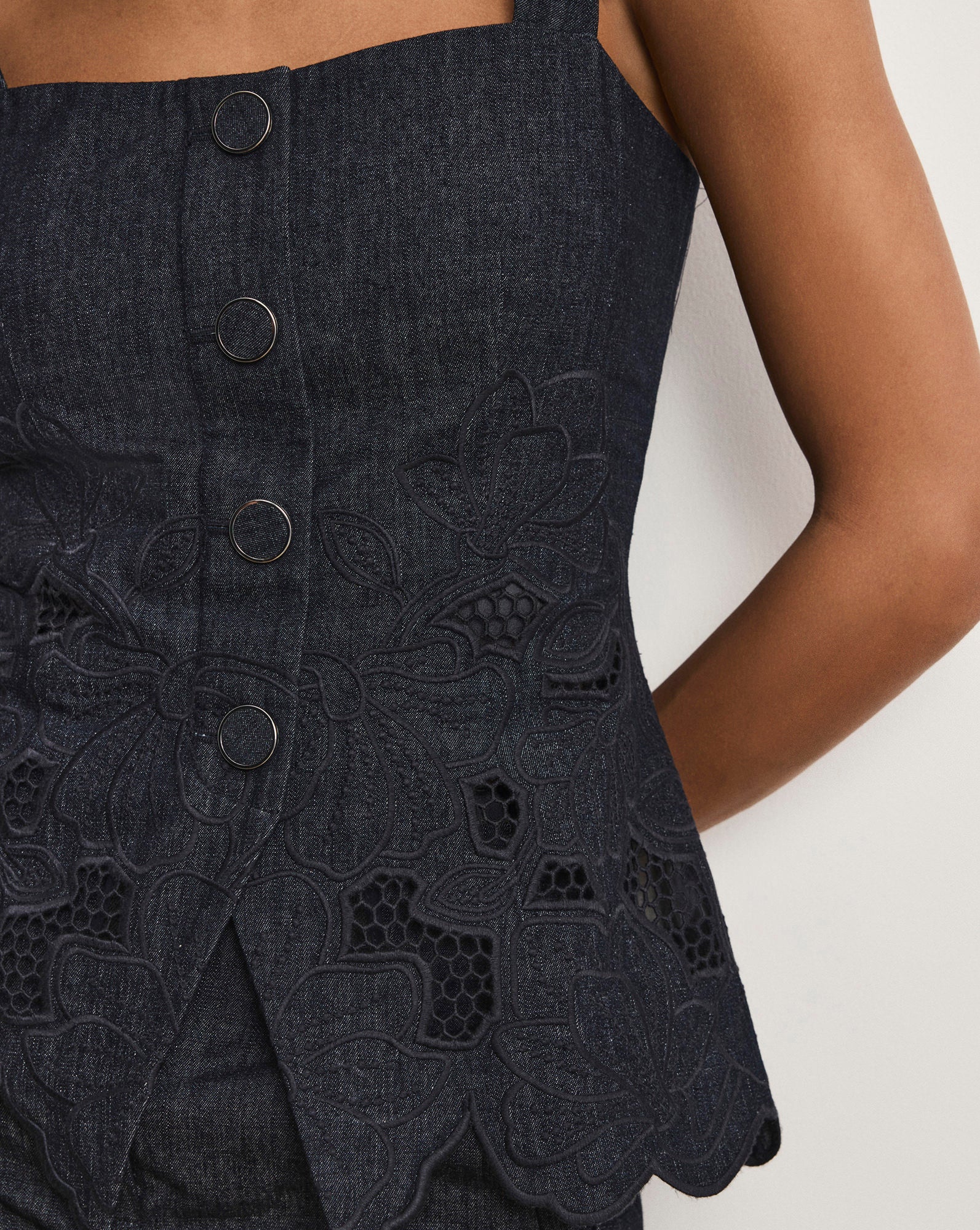 Veronica Beard Mirielle Eyelet Tank Top - Indigo Rinse