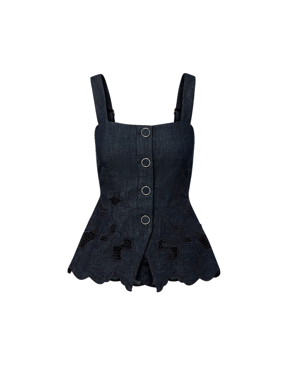 Veronica Beard Mirielle Eyelet Tank Top - Indigo Rinse