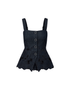 Veronica Beard Mirielle Eyelet Tank Top - Indigo Rinse
