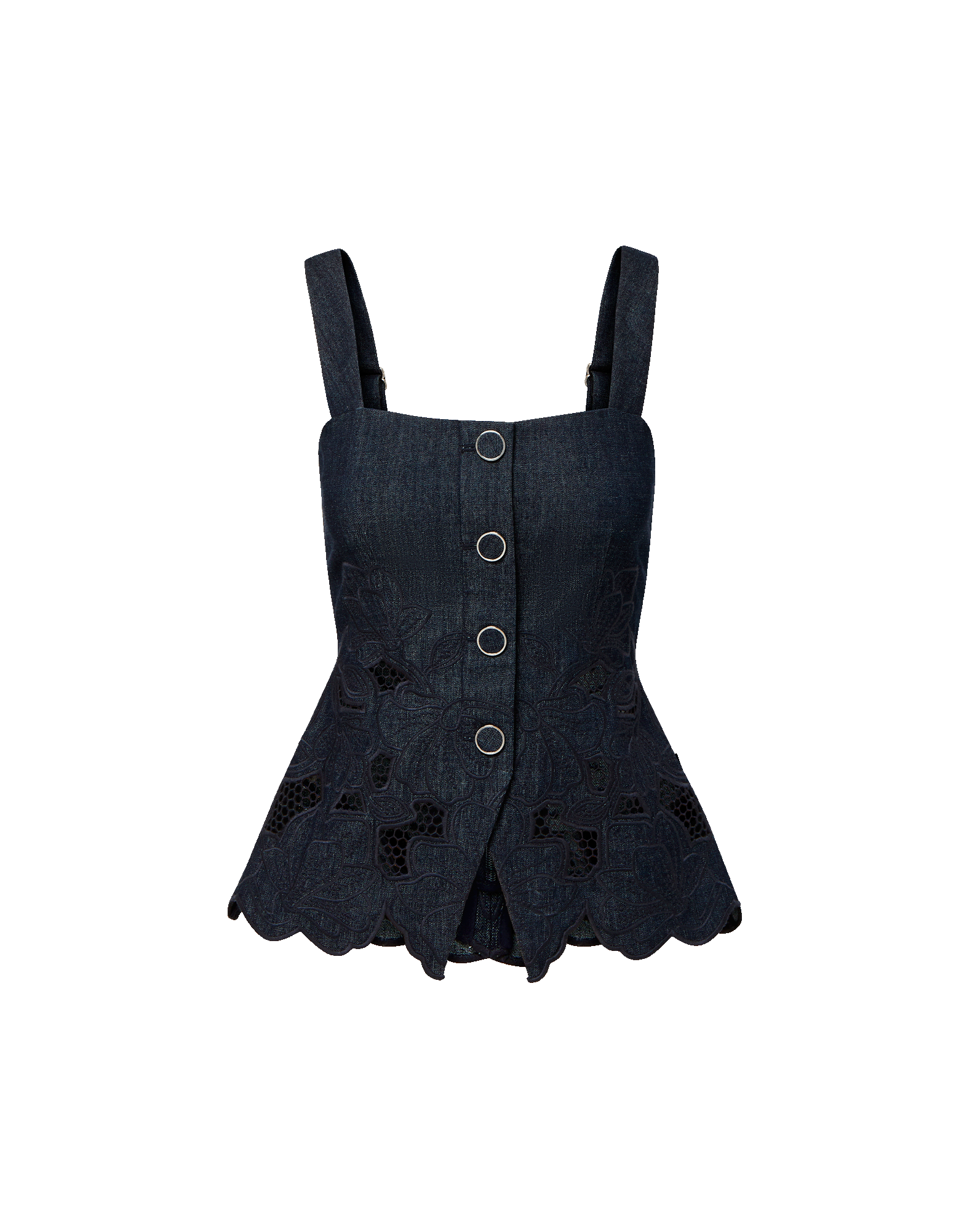 Veronica Beard Mirielle Eyelet Tank Top - Indigo Rinse