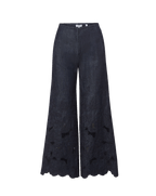 Veronica Beard Osborne Wide-Leg Eyelet Pant - Indigo Rinse