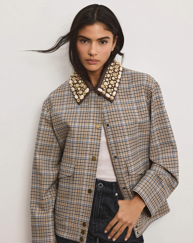 Veronica Beard Kasper Plaid Chore Jacket - Malt Multi