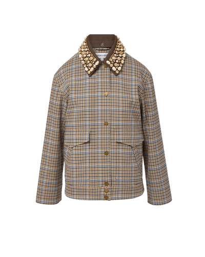 Veronica Beard Kasper Plaid Chore Jacket Malt Multi