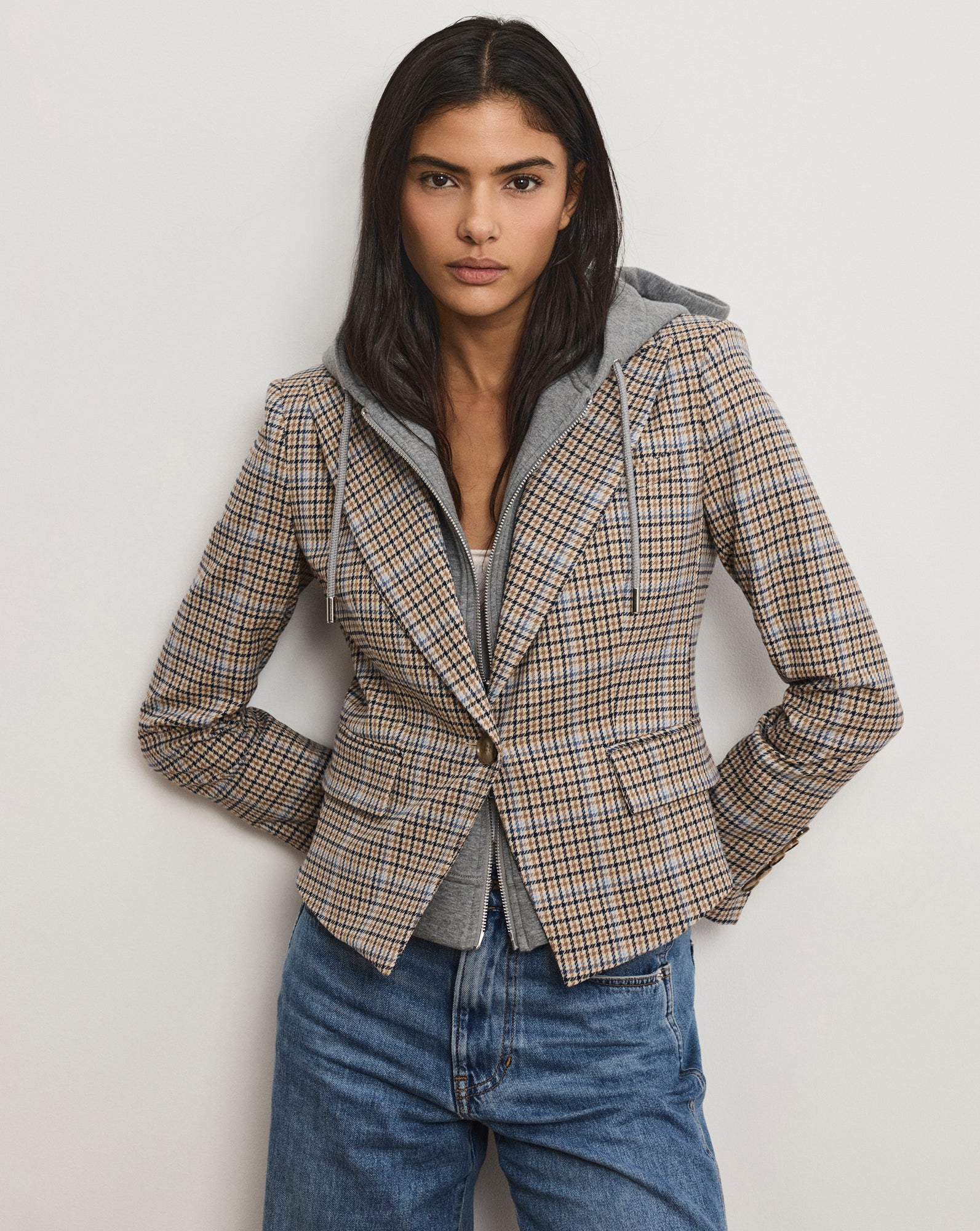 Veronica Beard Hosanna Plaid Dickey Jacket - Malt Multi