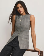Veronica Beard Lois Linen Vest - Black Multi