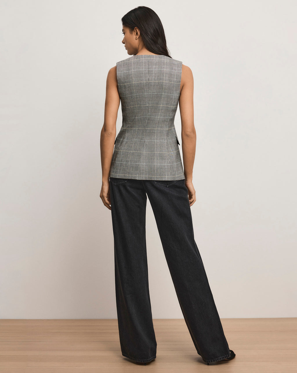 Veronica Beard Lois Linen Vest - Black Multi