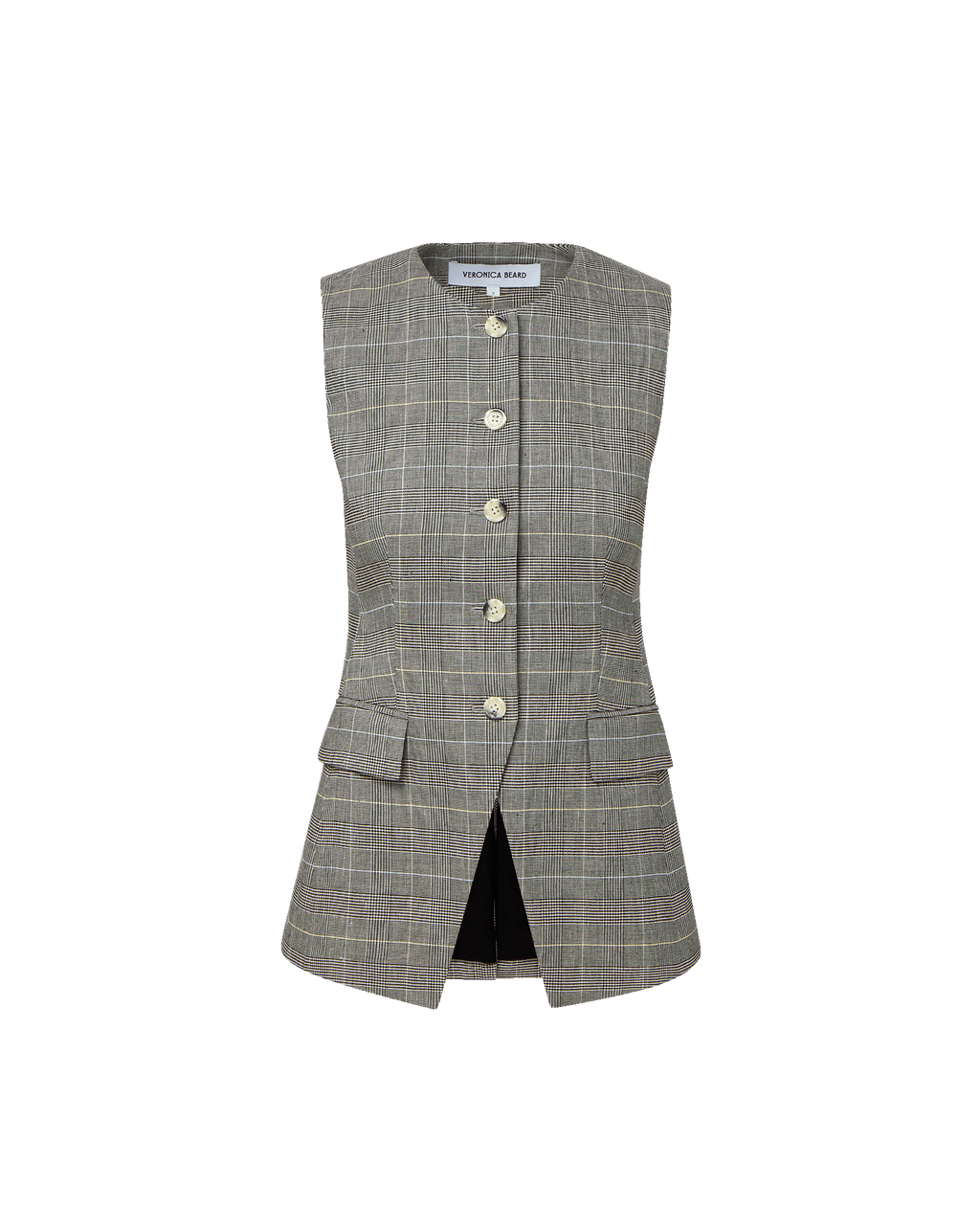 Veronica Beard Lois Linen Vest - Black Multi