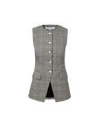 Veronica Beard Lois Linen Vest - Black Multi