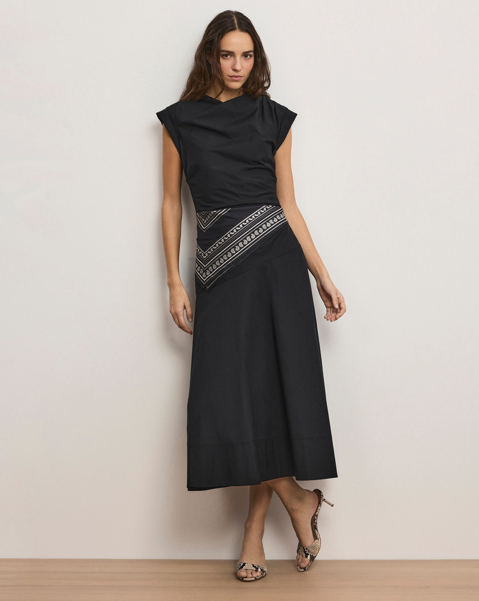 Veronica Beard Lisette Cotton Poplin Midi Dress - Black