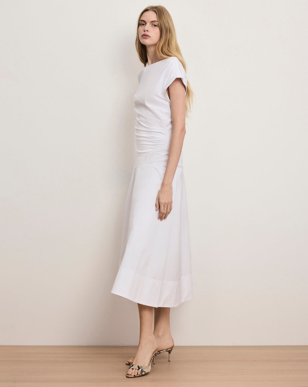 Veronica Beard Lisette Cotton Poplin Midi Dress - White