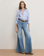 Veronica Beard Amelia Striped Button-Down Shirt - Blue Jay/White