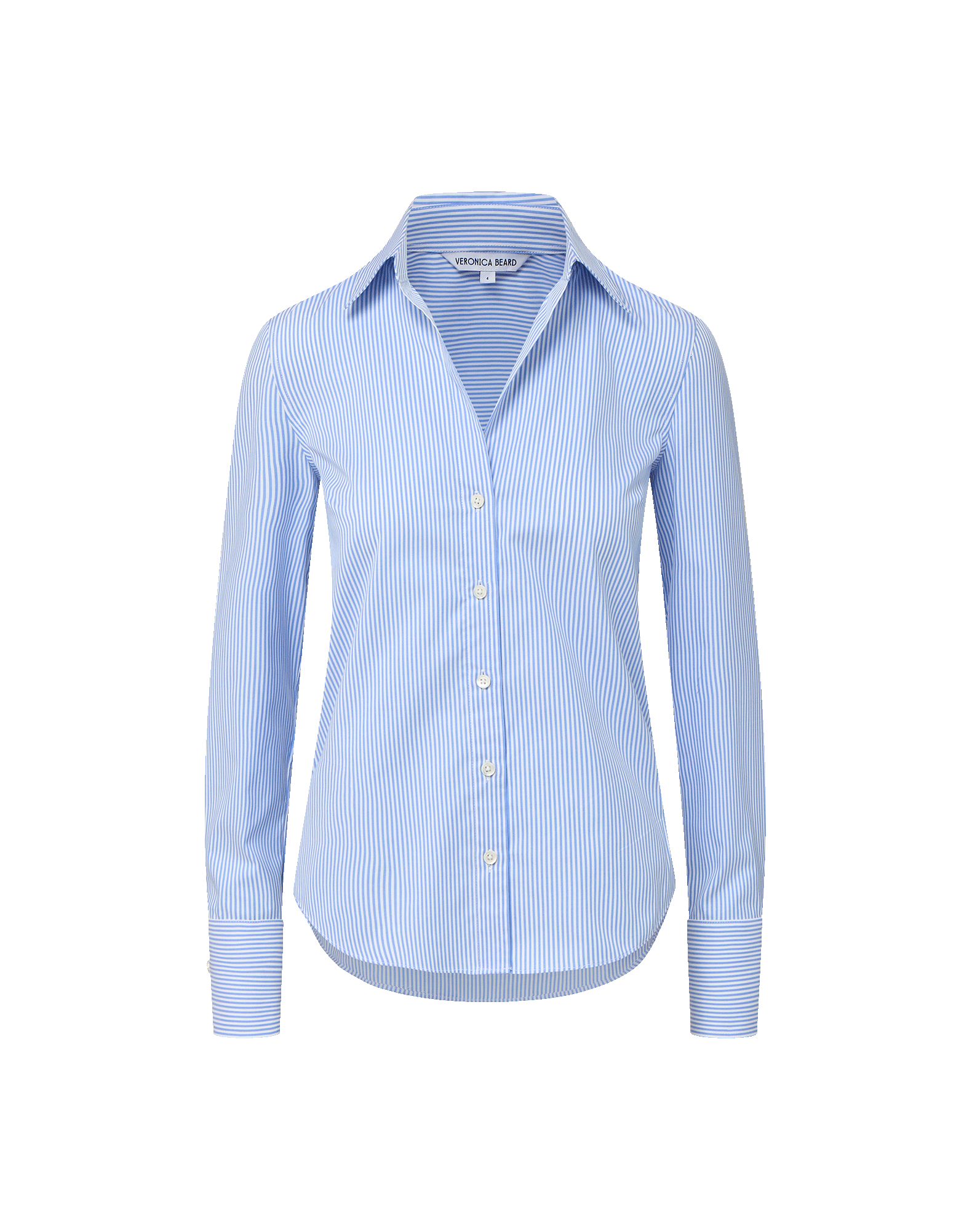 Veronica Beard Amelia Striped Button-Down Shirt - Blue Jay/White