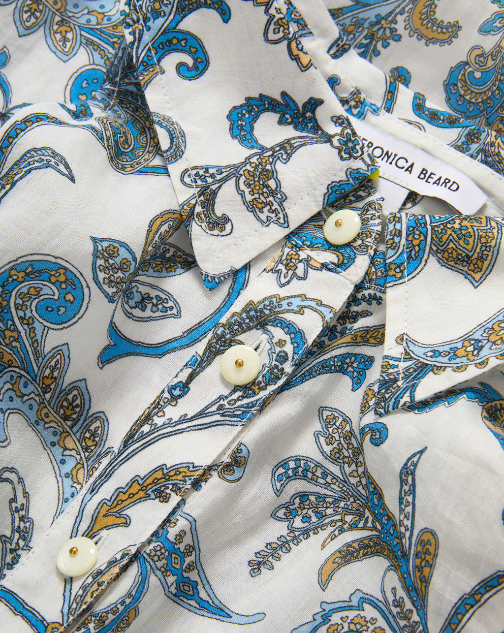 Veronica Beard Mackey Paisley Halter Midi Dress - Dove White Multi