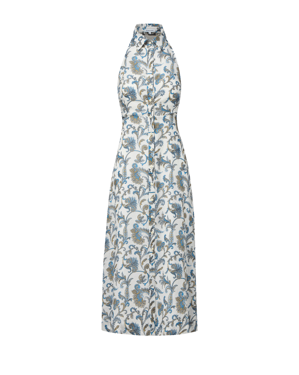 Veronica Beard Mackey Paisley Halter Midi Dress - Dove White Multi