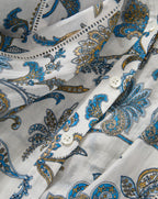 Veronica Beard Soleil Paisley Blouse - Dove White Multi