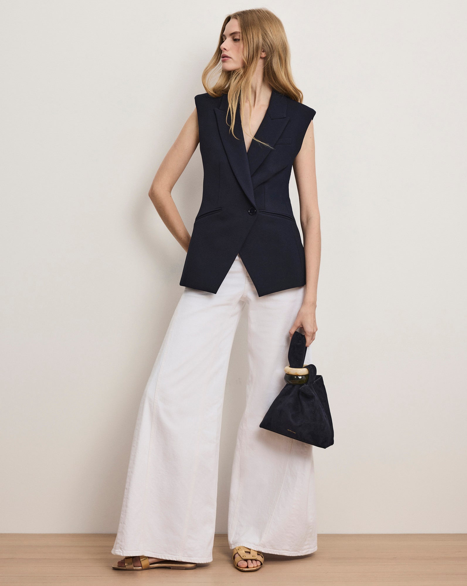 Ciel Tailored Vest in Navy | Veronica Beard CA
