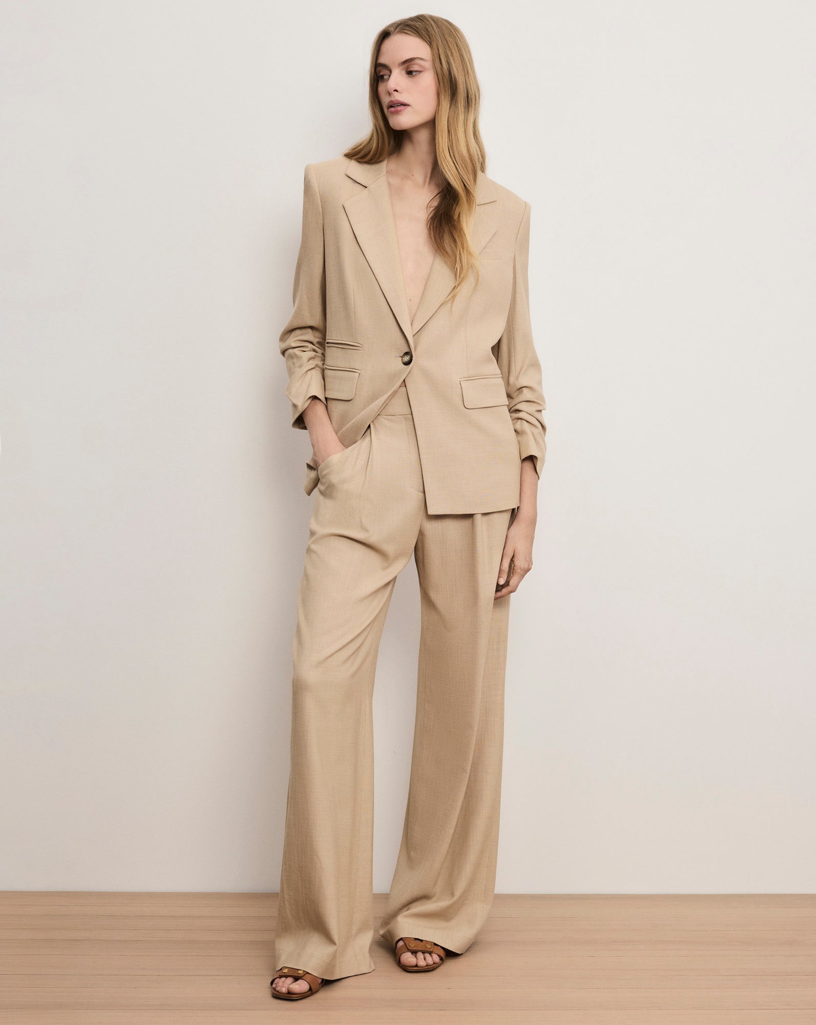 Veronica Beard Marbeau Wide-Leg Pant (Copy for testing) - Stone Khaki