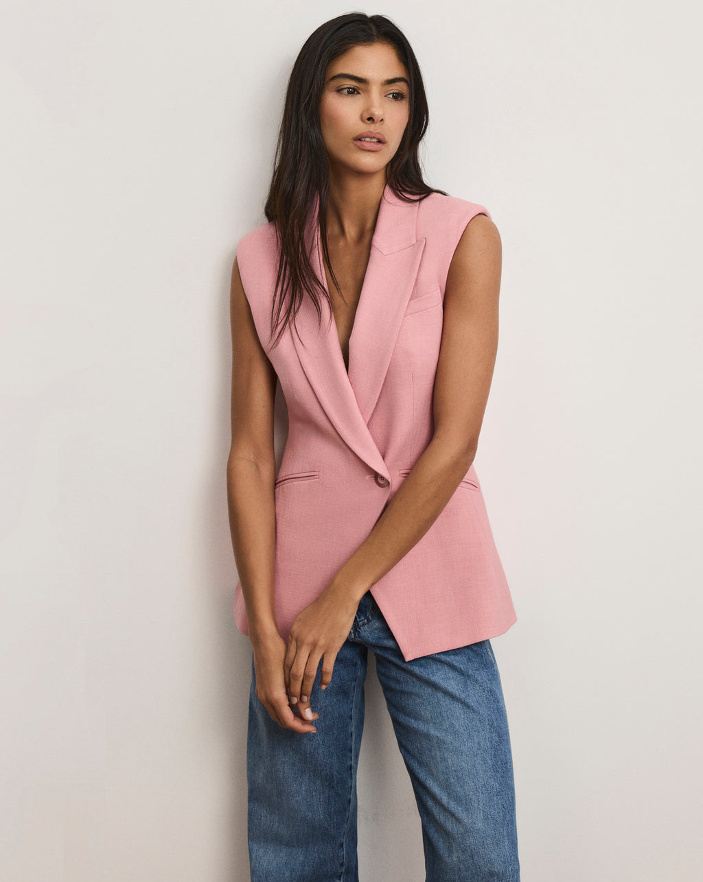 Veronica Beard Ciel Tailored Vest - Petal