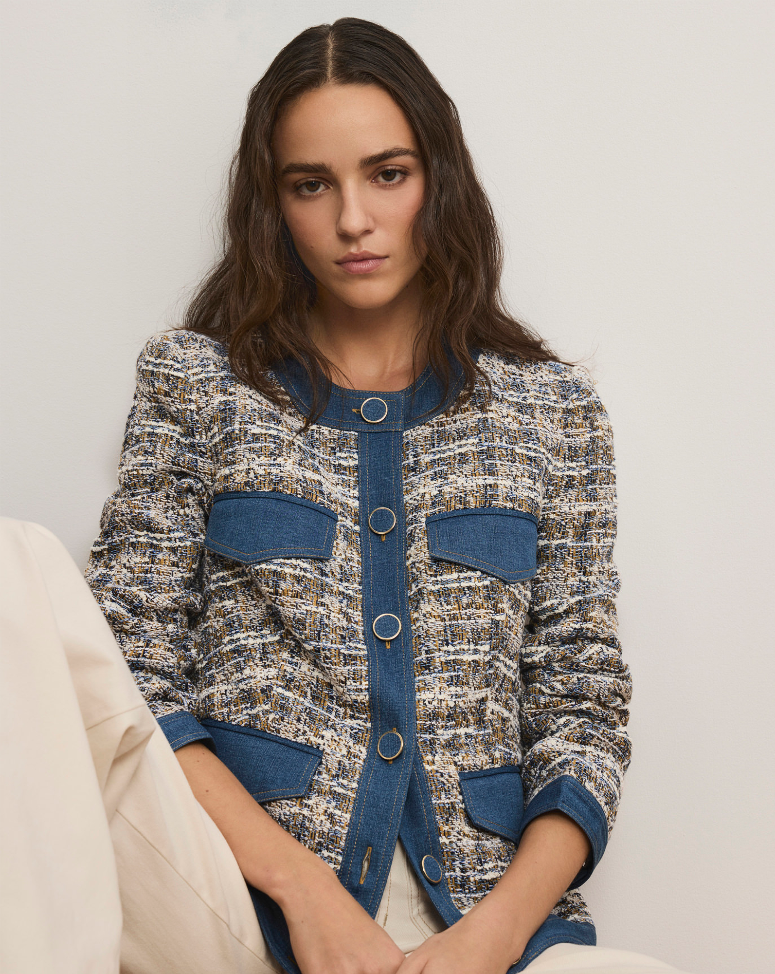 Veronica Beard Ainslie Tweed Jacket - Navy Multi