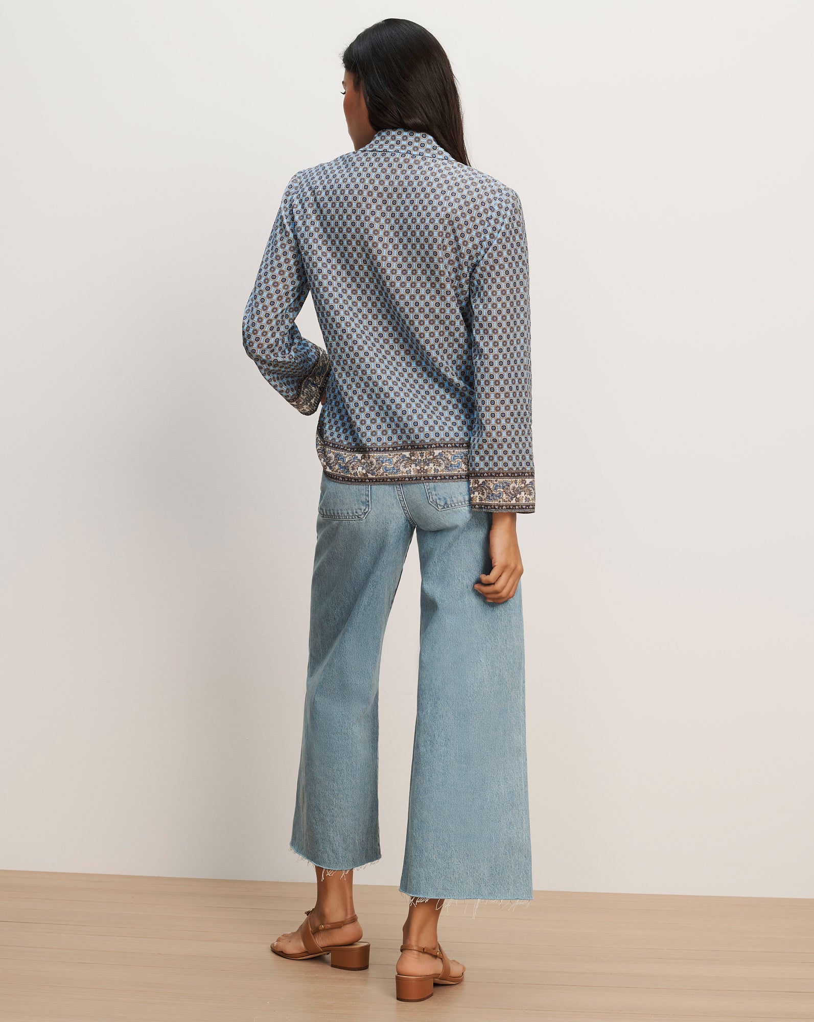 Veronica Beard Eva Scarf-Print Blouse - Blue Jay Multi