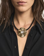 Veronica Beard Floral Pendant Cord Necklace