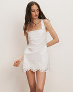 Veronica Beard Shanice Lace-Trim Mini Dress - White
