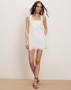 Veronica Beard Shanice Lace-Trim Mini Dress - White
