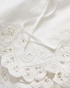 Veronica Beard White cotton poplin top with intricate scalloped eyelet embroidery and delicate tie straps.