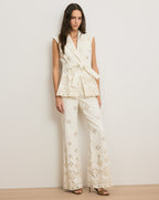 Veronica Beard Komi Eyelet Pant - Dove White