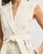 Veronica Beard Townes Eyelet Vest - Dove White